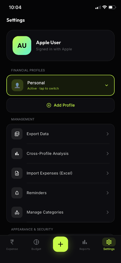 Settings & Cloud Backup Profile